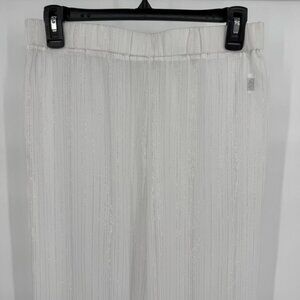 Sheer Pull On Straight Leg Pants Elastic Waist Lightweight Layering Resort Airy